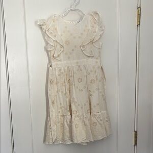 Ivy City Co Cream Flutter Sleeve Sundress for Wedding Guests